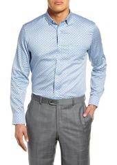 Johnston & Murphy Cotton Button-Up Shirt in Blue Airplane at Nordstrom