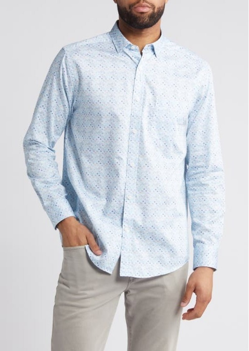 Johnston & Murphy Diamond Print Cotton Button-Up Shirt