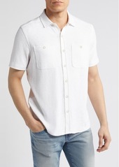 Johnston & Murphy Double Pocket Short Sleeve Knit Button-Up Shirt