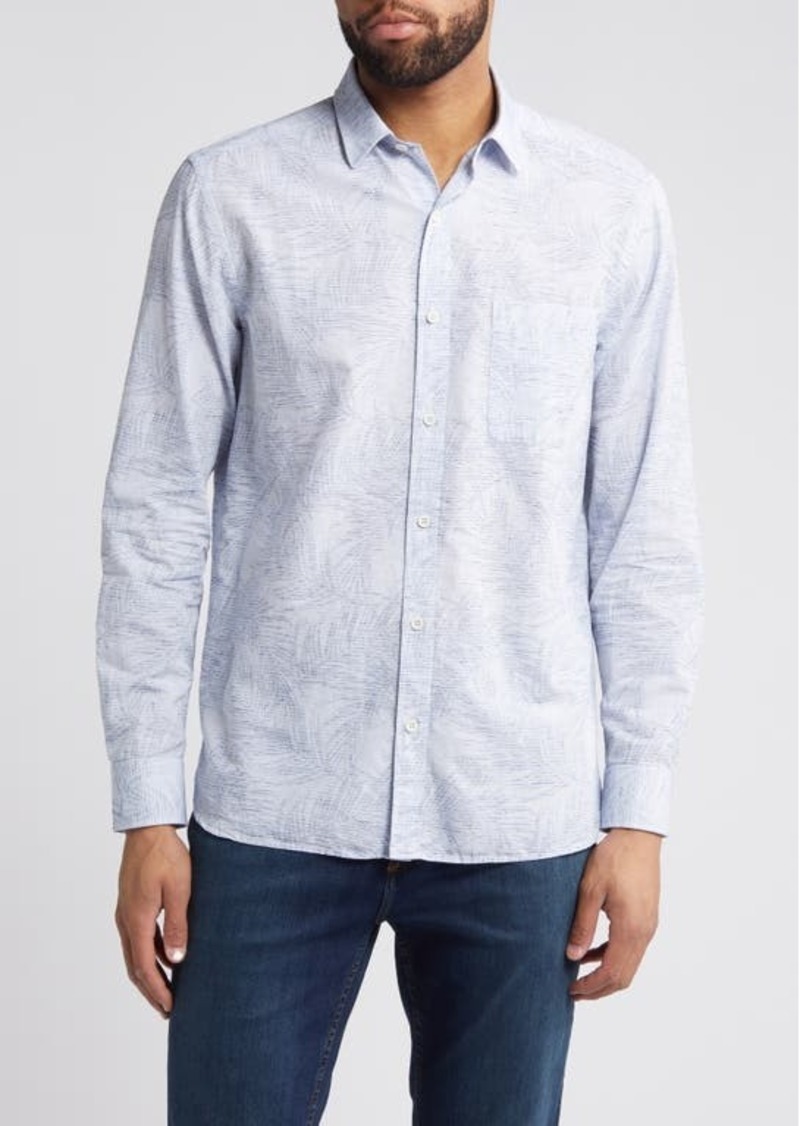 Johnston & Murphy Frond Jacquard Cotton & Linen Button-Up Shirt