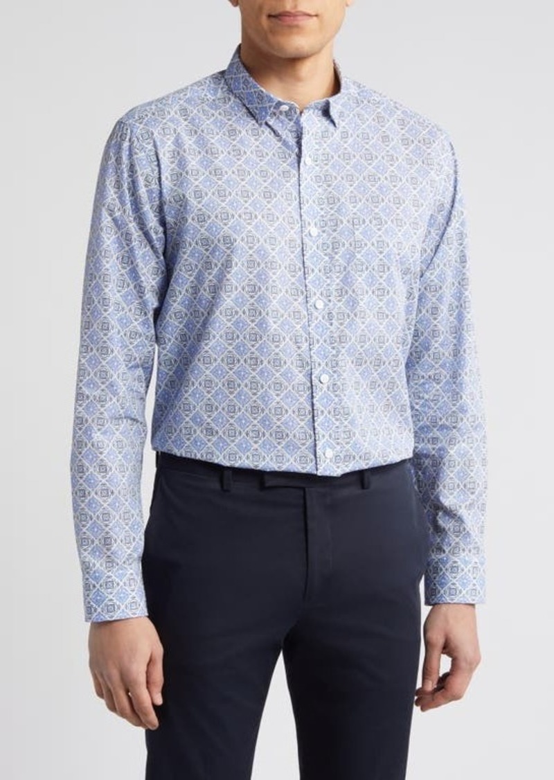 Johnston & Murphy Mosaic Print Cotton Button-Up Shirt