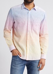 Johnston & Murphy Ombré Cotton & Linen Button-Up Shirt