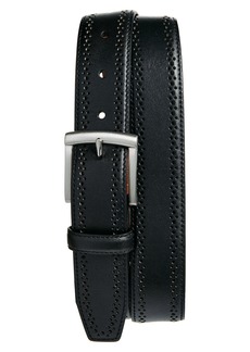 Johnston & Murphy Perforated Leather Belt in Black at Nordstrom Rack