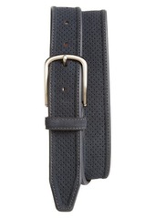 Johnston & Murphy Perforated Suede Belt in Navy at Nordstrom