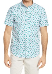 Johnston & Murphy Salamander Print Short Sleeve Button-Down Shirt
