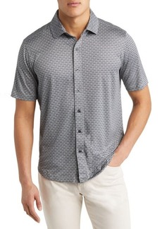 Johnston & Murphy XC4 Geo Print Performance Short Sleeve Button-Up Shirt