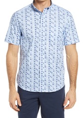 Men's Johnston & Murphy Airplane Cloud Print Short Sleeve Button-Down Shirt