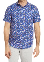 Men's Johnston & Murphy Flamingo Print Short Sleeve Button-Down Shirt
