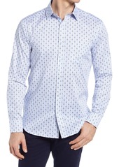 Johnston & Murphy Pirate Skull Print Button-Up Shirt in Blue at Nordstrom