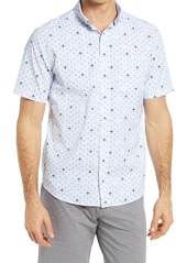 Men's Johnston & Murphy Xc4 Airplane Print Stretch Short Sleeve Button-Down Shirt