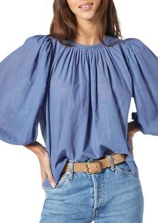 Joie Amesy Short Sleeve Cotton Top In Bijou Blue