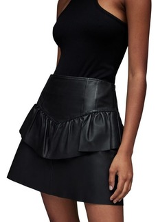 Joie Andy Tiered Leather Mini Skirt