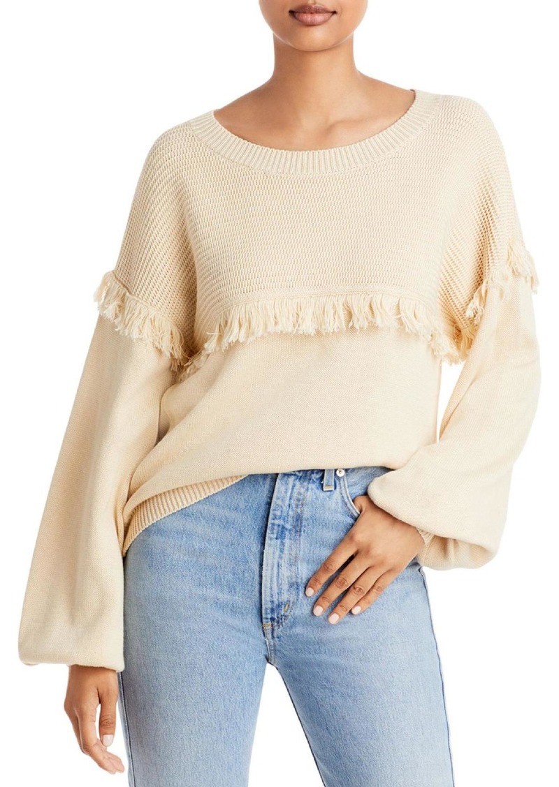 Joie Angelina Womens Fringe Knit Crewneck Sweater