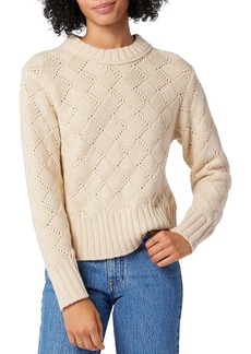 Joie Isabey Womens Ribbed Trim Open Stitch Pullover Sweater