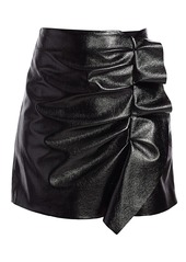 Joie Jain Faux-Leather Ruffled Mini Skirt