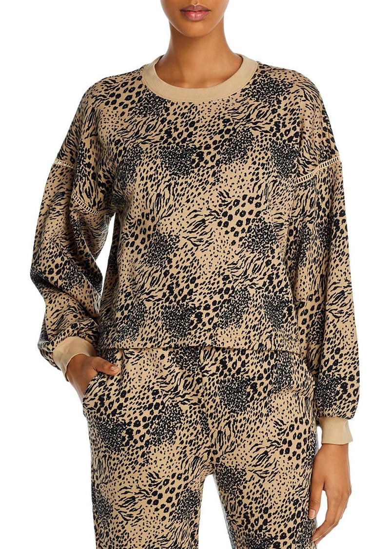 Joie Jeyne Womens Leopard Terry Cloth Crewneck Sweatshirt
