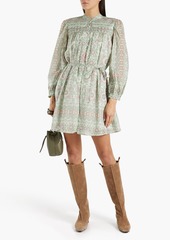 Joie - Challensia pintucked printed cotton mini dress - Green - S