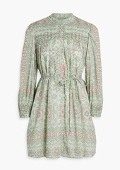 Joie - Challensia pintucked printed cotton mini dress - Green - M