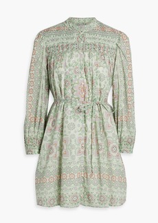 Joie - Challensia pintucked printed cotton mini dress - Green - S