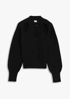 Joie - Cutout cotton and linen-blend sweater - Black - L