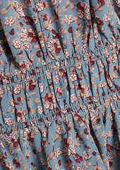 Joie - Essex shirred floral-print silk crepe de chine mini dress - Blue - US 2