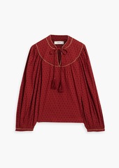 Joie - Keena striped fil coupé cotton-jacquard blouse - Red - XXS