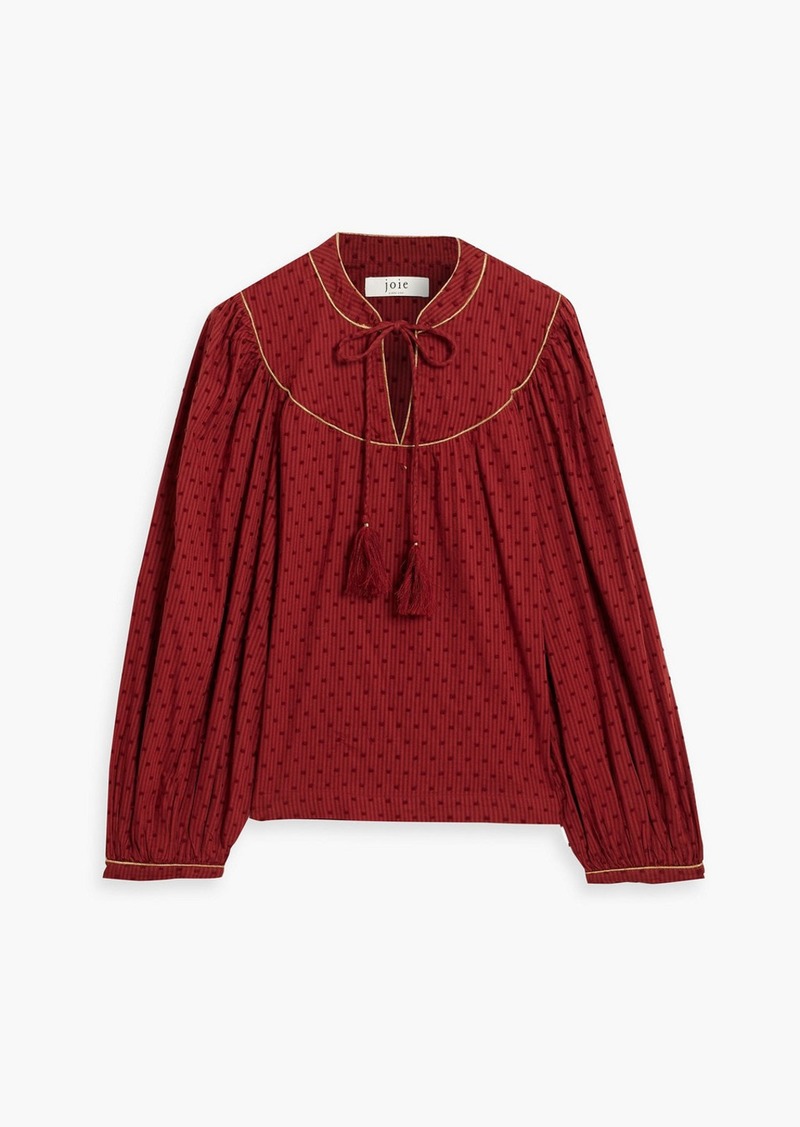Joie - Keena striped fil coupé cotton-jacquard blouse - Red - XS