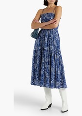 Joie - Lesse shirred printed cotton-voile midi dress - Blue - XS