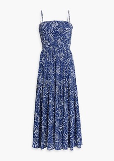 Joie - Lesse shirred printed cotton-voile midi dress - Blue - L