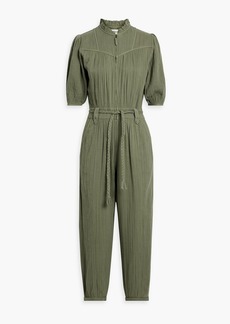 Joie - Loomis cropped gathered cotton-gauze jumpsuit - Green - US 2