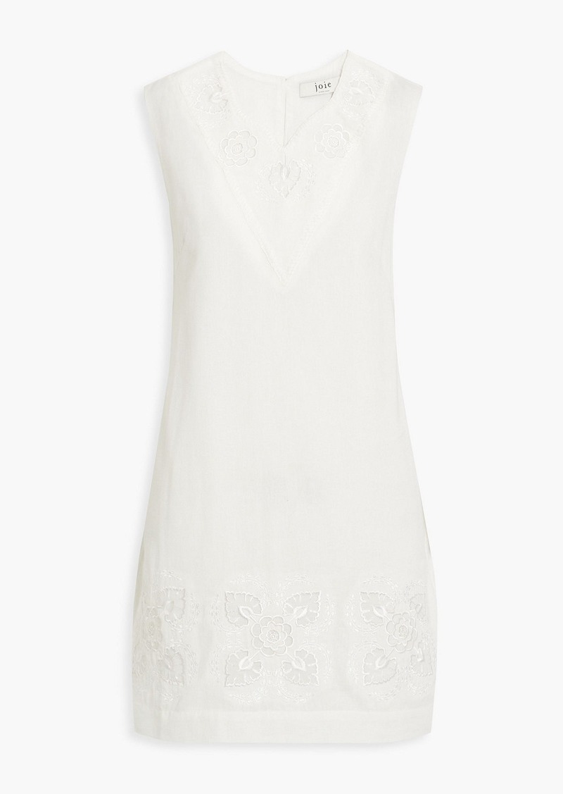 Joie - Modarie embroidered cotton and linen-blend mini dress - White - XS