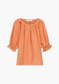 Joie - Moneta ruffled washed-silk blouse - Orange - XS
