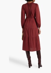 Joie - Mulberry tiered pointelle-knit midi dress - Red - XXS