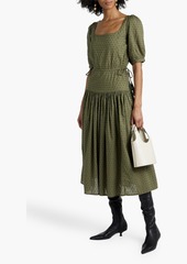 Joie - Nashua gathered striped fil coupé cotton-jacquard midi dress - Green - XS