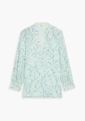 Joie - Perci printed broderie anglaise cotton top - Green - XL