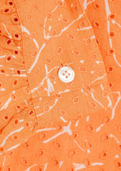 Joie - Perci printed broderie anglaise cotton top - Orange - XXS