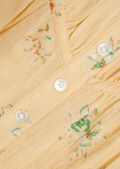 Joie - Shirred gathered floral-print cotton blouse - Yellow - XXS