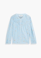 Joie - Fanning floral-print cotton-gauze top - Blue - XXS