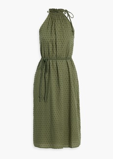 Joie - Nashua gathered Swiss-dot cotton dress - Green - XXS