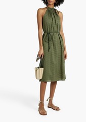 Joie - Nashua gathered Swiss-dot cotton dress - Green - XXS
