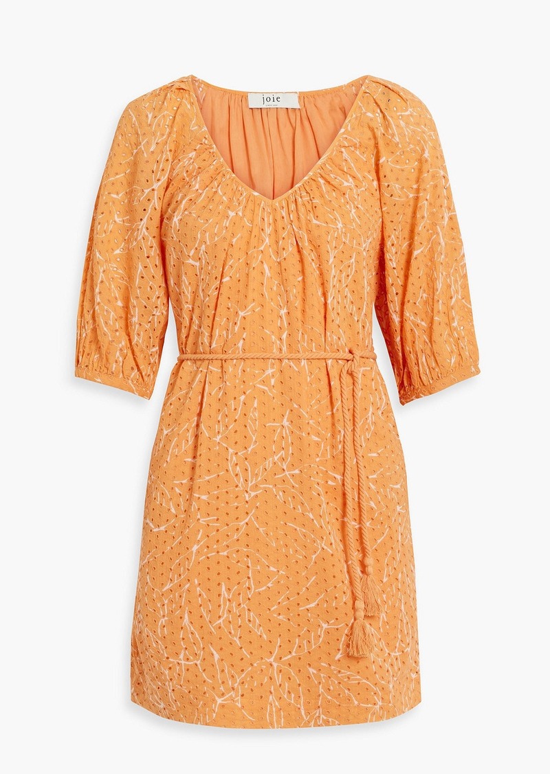 Joie - Tillman printed broderie anglaise cotton mini dress - Orange - XXS