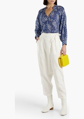 Joie - Wilmont cropped pleated cotton and linen-blend tapered pants - White - US 8