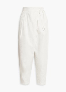 Joie - Wilmont cropped pleated cotton and linen-blend tapered pants - White - US 8