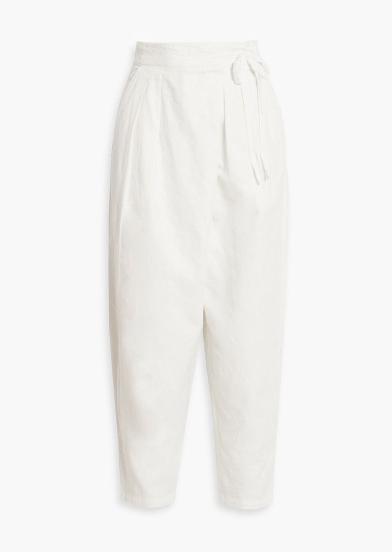 Joie - Wilmont cropped pleated cotton and linen-blend tapered pants - White - US 8