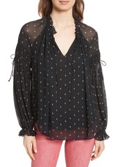Joie Amalthea Ruffle Silk Top in Caviar at Nordstrom