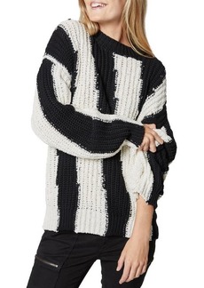 Joie Chadsey Colorblock Cotton Blend Sweater in Caviar Porcelain at Nordstrom
