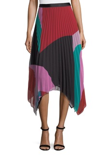 Joie Dashiella Colorblocked Pleated Asymmetric Midi Skirt