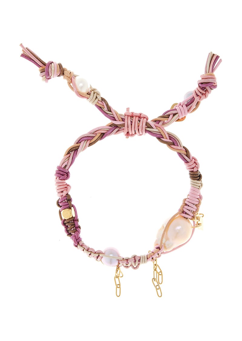 Joie DiGiovanni - Cotton Candy in Love Pearl; Leather Rocker Bracelet - Multi - OS - Moda Operandi - Gifts For Her