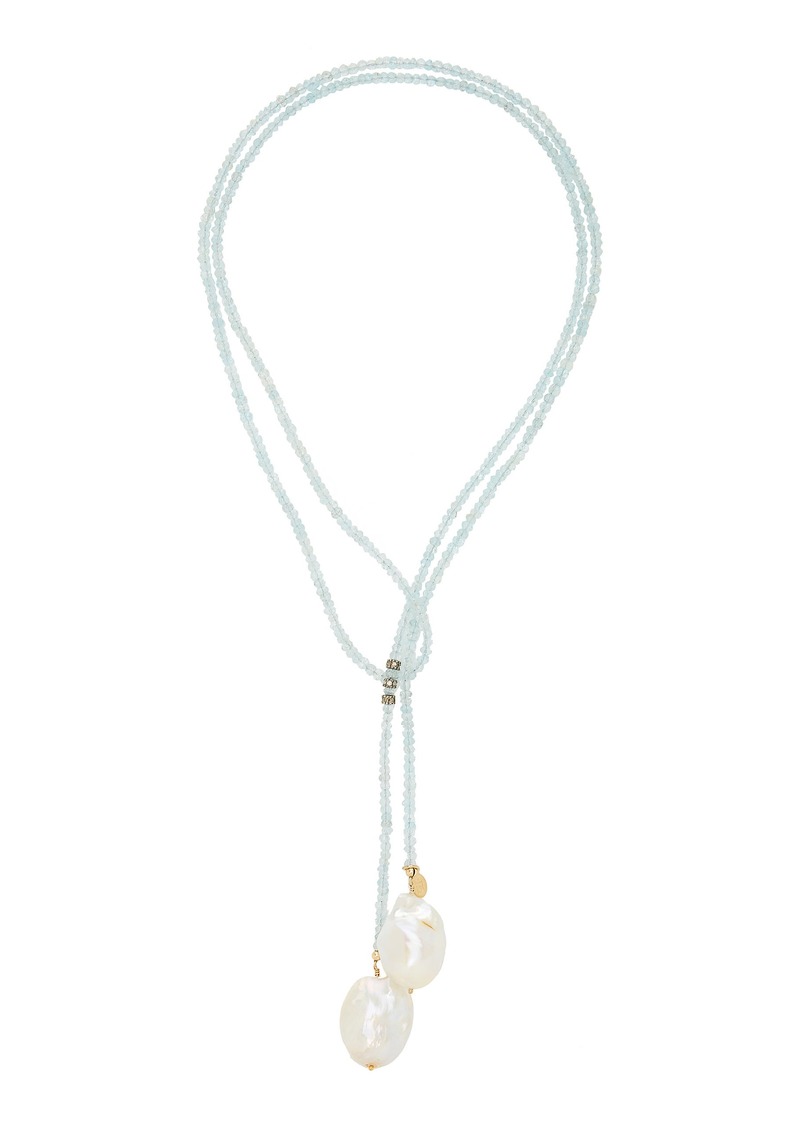 Joie DiGiovanni - Gold-Filled; Aquamarine; Diamond and Pearl Necklace - Blue - OS - Moda Operandi - Gifts For Her