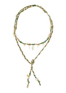 Joie DiGiovanni - Green with Envy Emerald; Seashell; and Pearl Rockstar Leather Necklace - Multi - OS - Moda Operandi - Gifts For Her